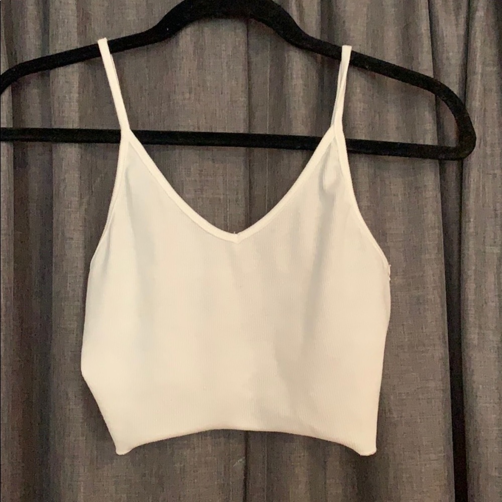 White laced back cropped tank